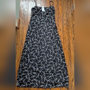 Abercombie Maxi Dress XXS Petite New - Black / White Patterned Spagetti Straps